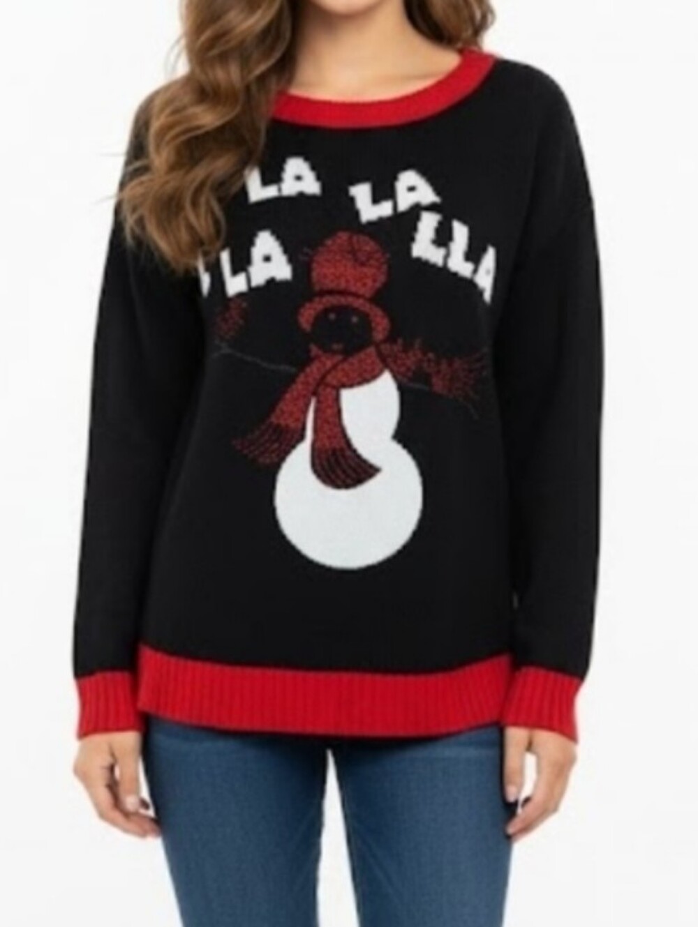 New York Laundry Ugly Christmas Sweater Llama Black Glitter Womens Size Large